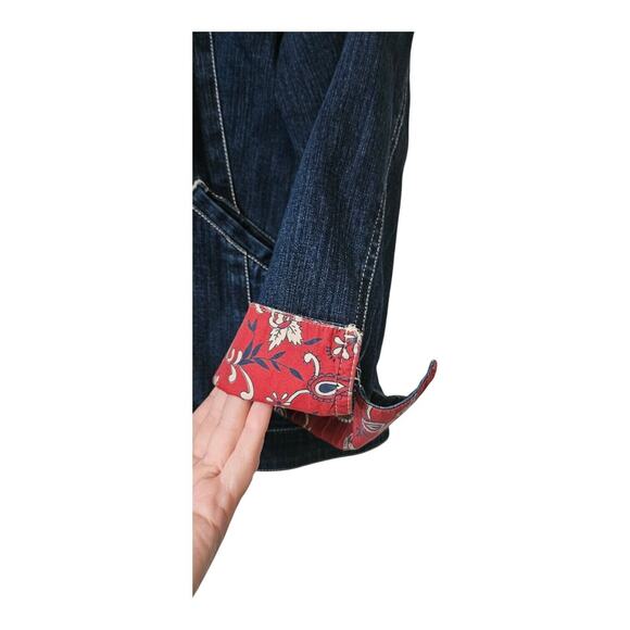 Sag Harbor Sport Woman 16W Denim Blue Jean Jacket Pockets Stitch Detail - Picture 4 of 9